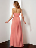 Vestido largo de gasa con escote corazón, sin mangas, corte princesa, para fiesta de graduación y noche