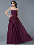 Vestido largo de gasa con pliegues, sin mangas, corte princesa, escote corazón, para fiesta de graduación y noche