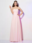 A-Linie/Princess-Linie Herzausschnitt Ärmellos Lange Falten Chiffon Brautjungfernkleider Abendkleid