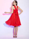 A-Line/Princess Halter Sleeveless Pleats Short Chiffon Bridesmaid Dresses Prom Dress