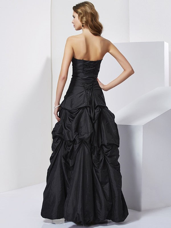 Sheath/Column Strapless Sleeveless Bowknot Long Taffeta Dresses Prom Graduation Dress