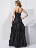 Sheath/Column Strapless Sleeveless Bowknot Long Taffeta Dresses Prom Graduation Dress
