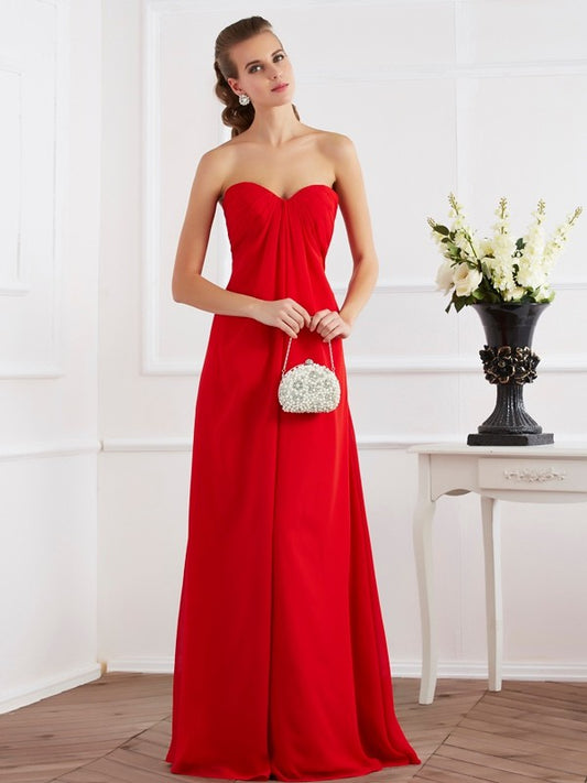 Vestido de noche de graduación de gasa largo con pliegues, sin mangas, corte A/princesa, escote corazón