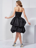 Vestido de dama de honor de satén corto, sin mangas, corte A/princesa, sin tirantes, para fiesta de bienvenida