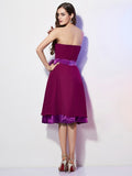 A-Linie/Princess-Linie Trägerlos Ärmellos Schleife Kurz Chiffon Brautjungfernkleider Homecoming Ballkleid