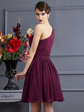 Vestido de dama de honor de gasa, corte A/princesa, sin mangas, con un solo hombro y pliegues, ideal para invitadas de boda.