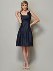 A-Line/Princess Straps Sleeveless Pleats Short Taffeta Bridesmaid Dresses Wedding Guest Dress