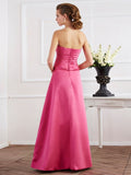 Vestido de noche largo de satén con pliegues, sin tirantes, con corte en forma de tubo o columna, para fiesta de graduación