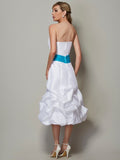 A-Linie/Princess-Linie Trägerlos Ärmellos Kurz Taft Brautjungfernkleider Homecoming Cocktailkleid