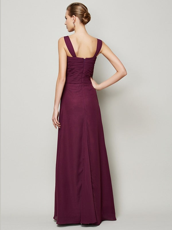 A-Linie/Princess-Linie Träger Ärmellos Handgemachte Blume Lange Chiffon Kleider Ball-/Abendkleid