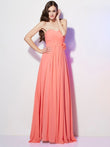 A-Linie/Princess-Linie Herzausschnitt Ärmellos Handgemachte Blume Lange Chiffon Kleider Ball-/Abendkleid