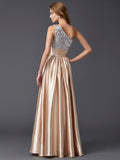 A-Linie/Princess-Linie One-Shoulder-Träger Ärmellos Pailletten Lange Seidenartige Satinkleider Pailletten Ballkleid