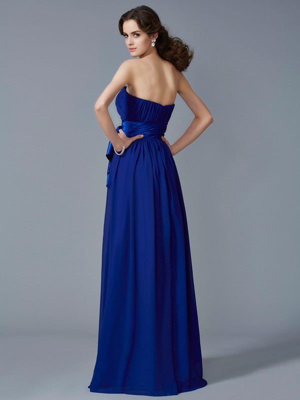 A-Linie/Princess-Linie Herzausschnitt Ärmellos Falten Lange Chiffon Kleider Abiball-/Abendkleid