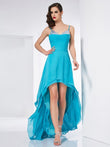 A-Line/Princess Spaghetti Straps Sleeveless High Low Chiffon Dresses Prom Party Dress