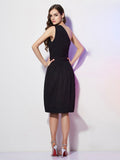Sheath/Column One-Shoulder Sleeveless Beading Short Chiffon Bridesmaid Dresses Wedding Guest Dress