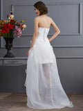 A-Line/Princess Sweetheart Sleeveless Beading High Low Organza Wedding Dresses Bridal Gowns