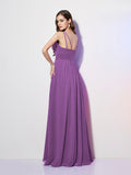 Sheath/Column Spaghetti Straps Sleeveless Pleats Long Chiffon Bridesmaid Dresses Evening Dress