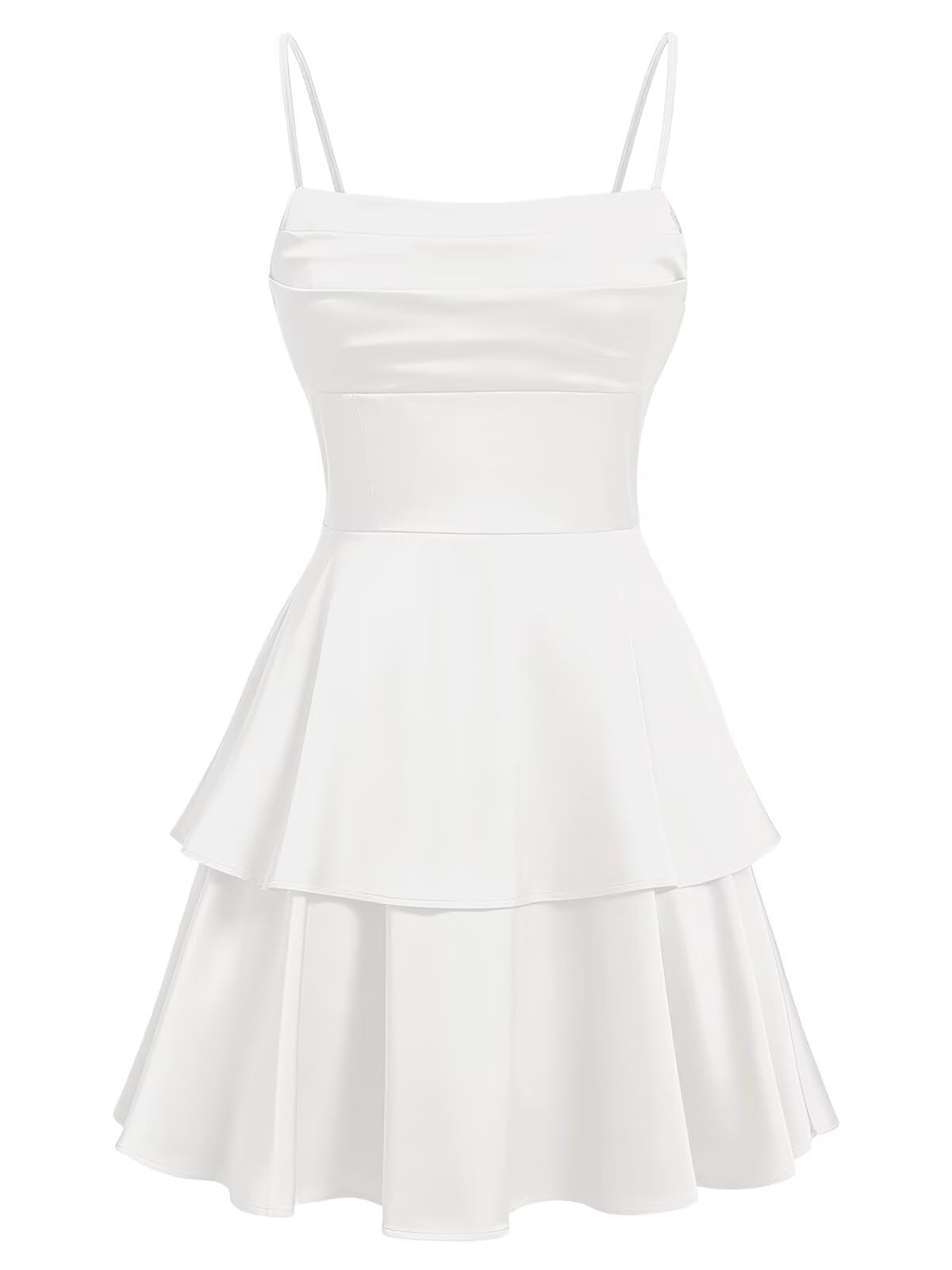 Tiered Satin Homecoming Dresses for Teens Short A Line Tight Spaghetti Strap Formal Cocktail Party Gown 2026