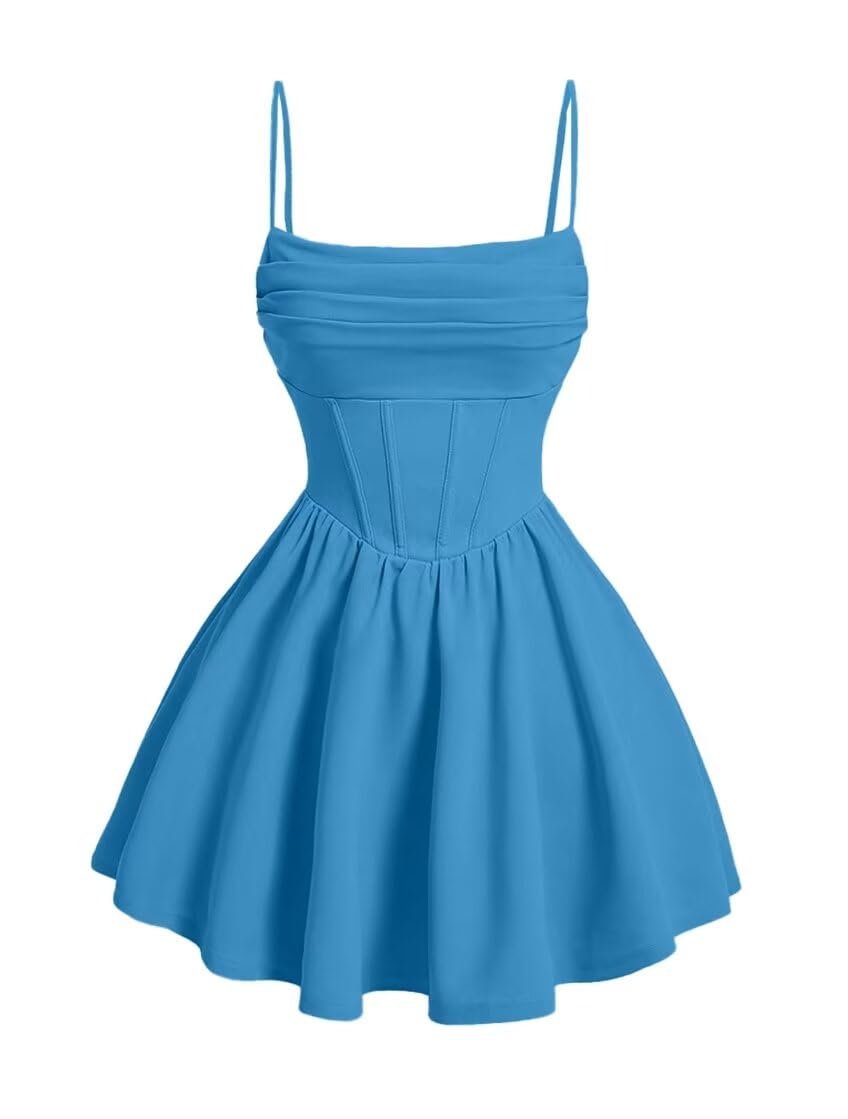 Kingbridal Gowns Spaghetti Straps Chiffon Homecoming Dresses for Teens Short Prom Dress Ruched A-Line Formal Cocktail Party Gowns