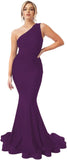 Womens One Shoulder Mermaid Bridesmaid Dresses for Wedding Long Tight Ruched Prom Dresses Evening Formal Gowns