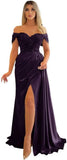 Off Shoulder Beaded Satin Bridesmaid Dresses for Women 2027 Mermaid Prom Dress with Slit