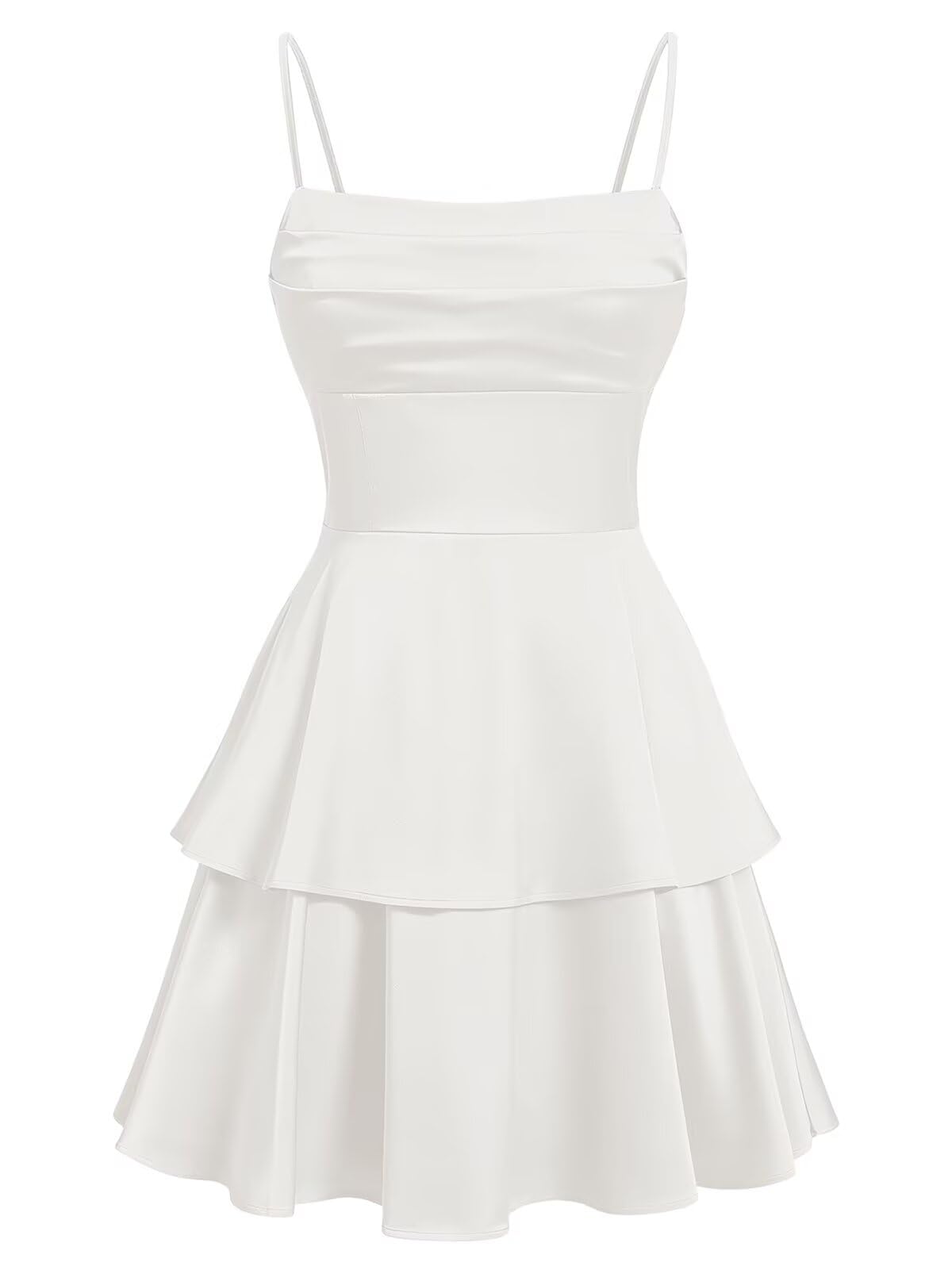 Tiered Satin Homecoming Dresses for Teens Short A Line Tight Spaghetti Strap Formal Cocktail Party Gown 2026