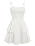 Tiered Satin Homecoming Dresses for Teens Short A Line Tight Spaghetti Strap Formal Cocktail Party Gown 2026