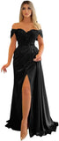 Off Shoulder Beaded Satin Bridesmaid Dresses for Women 2027 Mermaid Prom Dress with Slit