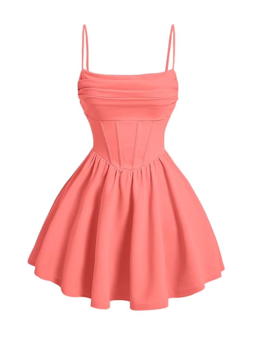 Kingbridal Gowns Spaghetti Straps Chiffon Homecoming Dresses for Teens Short Prom Dress Ruched A-Line Formal Cocktail Party Gowns