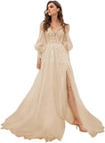 Long Sleeve Tulle Prom Evening Dresses Long Lace Applique A Line Ball Gown 2027
