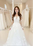 Women's Elegant Lace Beach Wedding Dresses for Bride 2025 with Sleeves Wedding Bridal Gowns