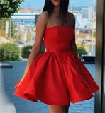 Women’s Short Satin Spaghetti Straps Formal Homecoming Dresses A Line Corset Puffy Prom Gown with Pockets for Teens
