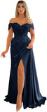 Off Shoulder Beaded Satin Bridesmaid Dresses for Women 2027 Mermaid Prom Dress with Slit