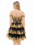 Navy Blue A-Line Sweetheart Tiered Short Homecoming & Cocktail Dresses