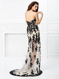 A-Line/Princess Sweetheart Lace Sleeveless High Low Silk like Satin Dresses Prom Evening Dress