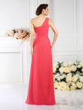 Vestido de noche largo de gasa para dama de honor, corte A/princesa, con un solo hombro, plisado, sin mangas