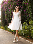 A-Line/Princess V-neck 3/4 Sleeves Short Chiffon Wedding Dresses Bridal Gowns
