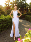 A-Linie/Princess-Linie One-Shoulder-Träger Perlen verziert Ärmellos Lange Chiffon Brautkleider
