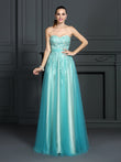 A-Line/Princess Sweetheart Applique Sleeveless Long Silk like Satin Dresses Prom Evening Dress