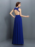 A-Line/Princess V-neck Applique Sleeveless Long Chiffon Bridesmaid Dresses Prom Evening Dress