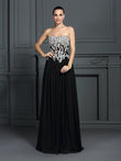 A-Linie/Princess-Linie Herzausschnitt Applikationen Ärmellos Lange Chiffon Kleider Abiball-/Abendkleid