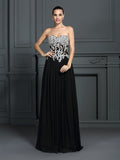 A-Linie/Princess-Linie Herzausschnitt Applikationen Ärmellos Lange Chiffon Kleider Abiball-/Abendkleid