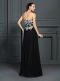 A-Linie/Princess-Linie Herzausschnitt Applikationen Ärmellos Lange Chiffon Kleider Abiball-/Abendkleid