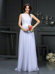 A-Line/Princess Scoop Lace Sleeveless Long Chiffon Wedding Dresses Bridal Gowns