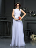 A-Line/Princess Scoop Lace Sleeveless Long Chiffon Wedding Dresses Bridal Gowns