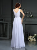A-Line/Princess Scoop Lace Sleeveless Long Chiffon Wedding Dresses Bridal Gowns