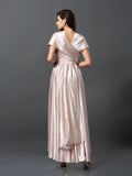 Sheath/Column Sleeveless High Low Silk like Satin Convertible Bridesmaid Dresses Prom Dress