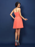 A-Line/Princess Sweetheart Beading Sleeveless Short Chiffon Bridesmaid Dresses Prom Homecoming Dress