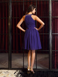 A-Line/Princess High Neck Pleats Sleeveless Short Chiffon Bridesmaid Dresses Homecoming prom Dress