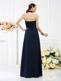 A-Line/Princess Halter Pleats Sleeveless Long Chiffon Bridesmaid Dresses Evening Prom Dress